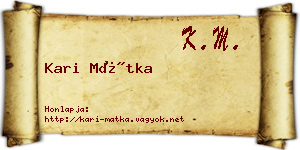 Kari Mátka névjegykártya